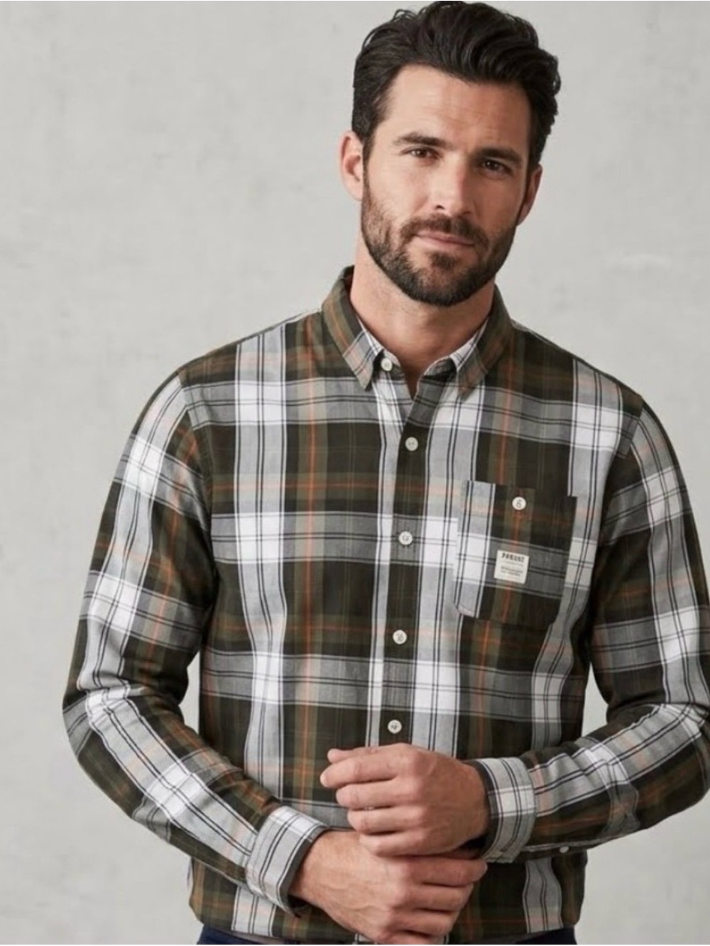 NWOT PARISH Men's 2XL Plaid Button Front, Long‎ Sleeve Shirt